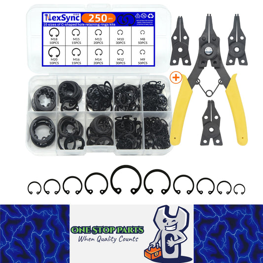 250pcs C Clips Internal Circlip Snap Ring Steel Shaft Retainig for Axles Shafts