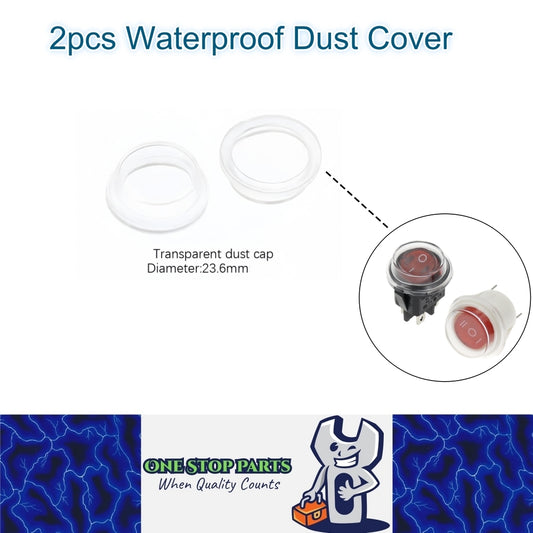 2 x Waterproof Dust Covers for 23mm Round Rocker Switches dust caps for Switch