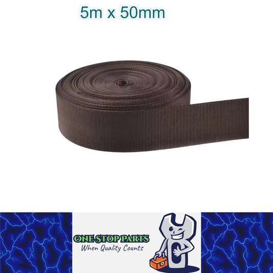 5m x 50mm Coffee Nylon Webbing Strap Safety Belt Knapsack Bag Leash DIY Craft
