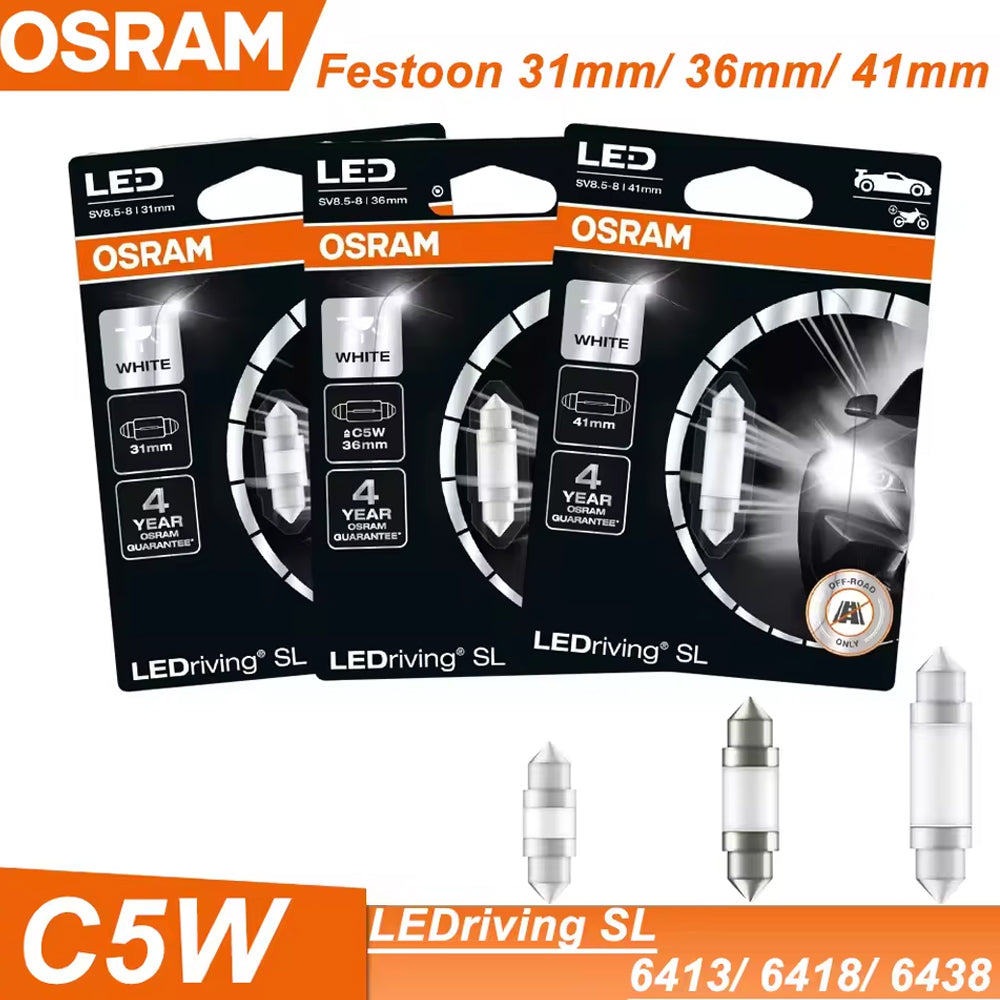 1 x OSRAM C5W LED Festoon 41mm 12V 6000K White LEDriving SL Osram 41mm Festoon