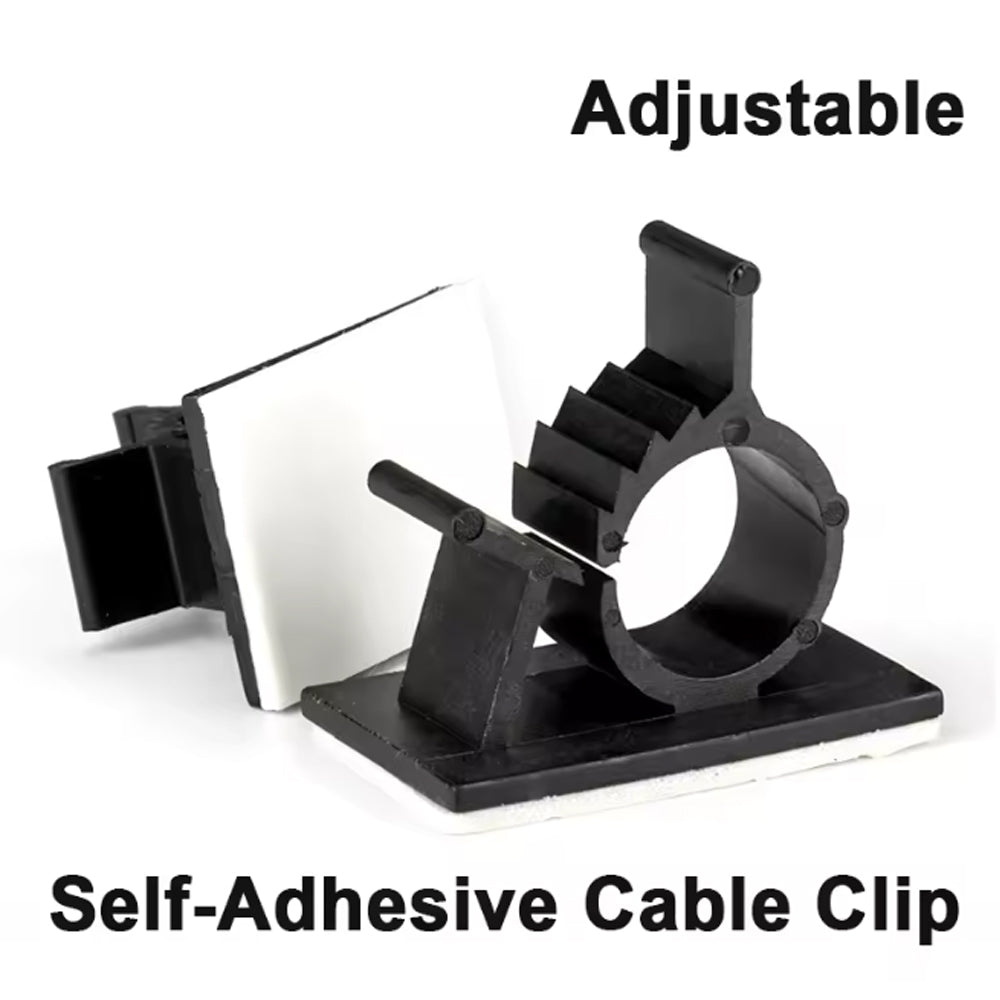 10 x Adjustable Cable Clips ID9.8-13.3mm Self-Adhesive Wire Clamps Cord Holders