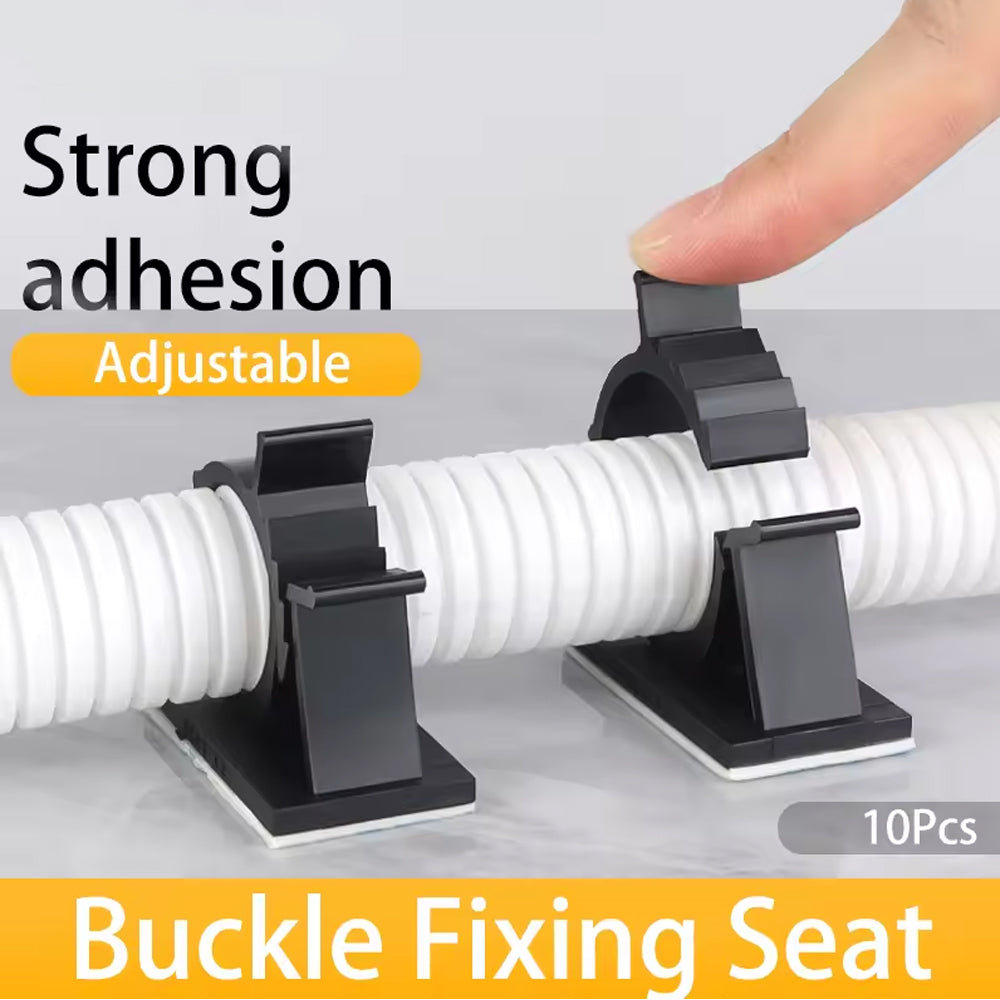 10 x Adjustable Cable Clips ID9.8-13.3mm Self-Adhesive Cord Holders Wire Clamps