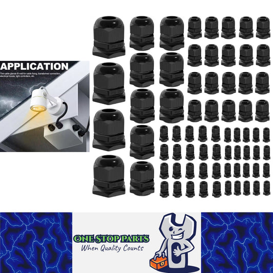 72pcs Cable Glands Kit 4 Styles Waterproof Cable Gland Joints Adjustable Locknut