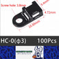 100 X Black Cable tie Mounts Plastic 3.8mm screw or pop rivet base for cable tie