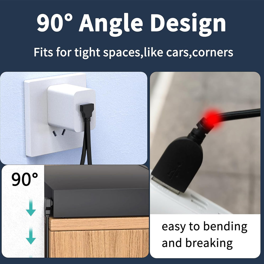 10cm USB Splitter Cable USB A 1 in 2 Out 65W Charging & USB2.0 Data (Up Angle)