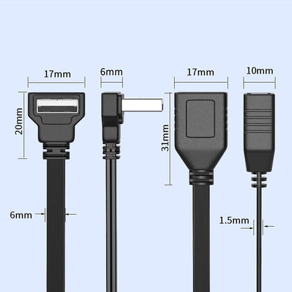 10cm USB Splitter Cable USB A 1 in 2 Out 65W Charging & USB2.0 Data (Down Angle)
