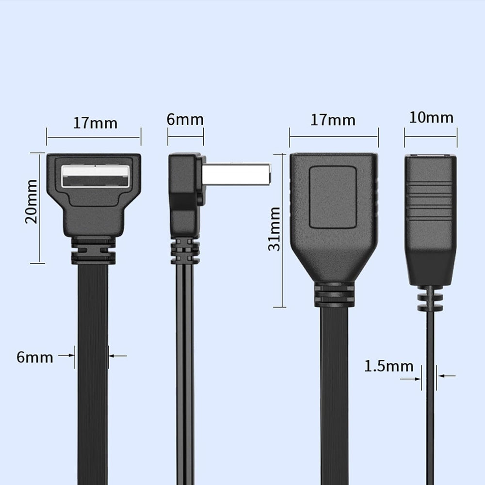 20cm USB Splitter Cable USB A 1 in 2 Out 65W Charging & USB2.0 Data (Down Angle)