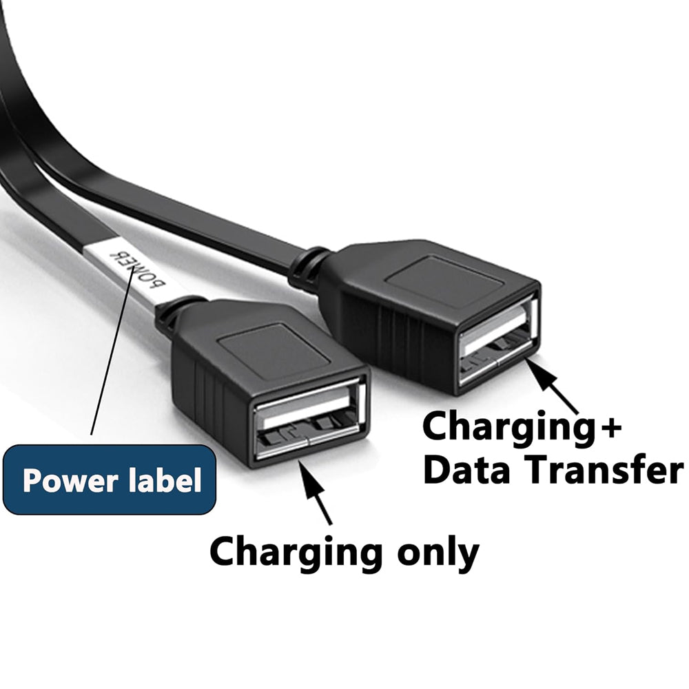 20cm USB Splitter Cable USB A 1 in 2 Out 65W Charging & USB2.0 Data (Down Angle)