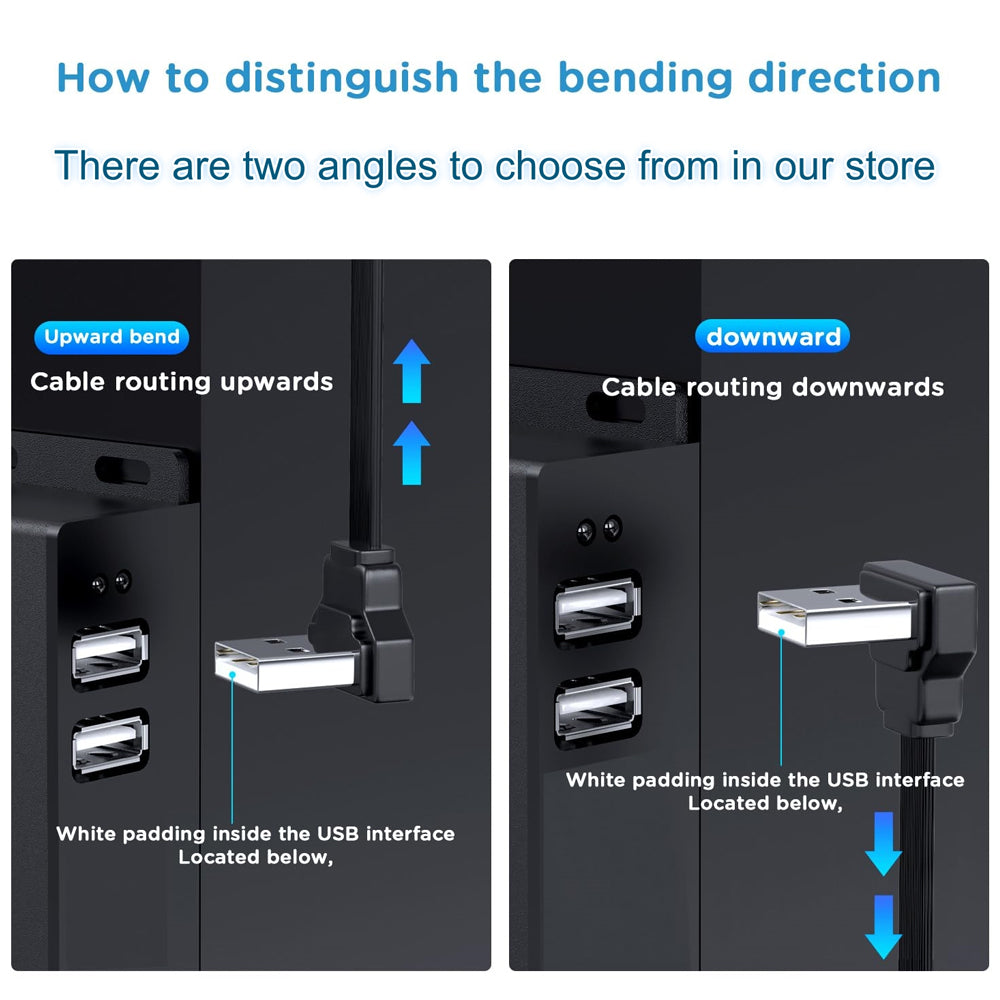 20cm USB Splitter Cable USB A 1 in 2 Out 65W Charging & USB2.0 Data (Down Angle)