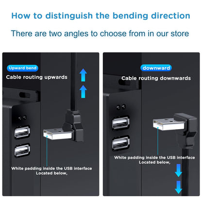 10cm USB Splitter Cable USB A 1 in 2 Out 65W Charging & USB2.0 Data (Down Angle)