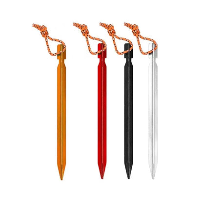 20 x Black Tent Stakes 18CM Tri-Beam Tent Pegs with Rope Ground Nails Stakes
