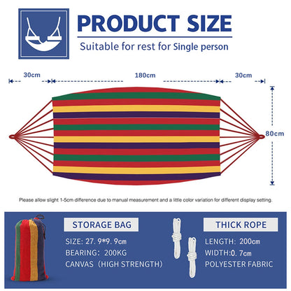 1 x Red Canvas Hammock Camping Swing with Tree Ropes Load-bearing Up to 200kg