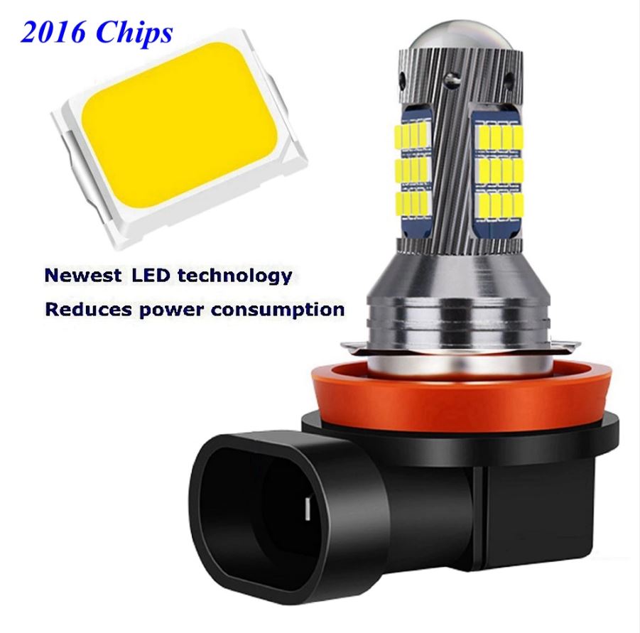 2 x H11 LED SMD Super Bright White Fog Light Globes 12v and 24v 10-30v (Pair)