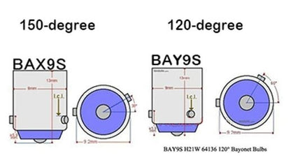2 x Ice Blue BAX9S 10-30v 15smd error free, Canbus non polarity Ice Blue (2pcs)