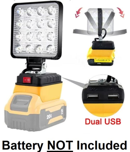 Dewalt 18v Battery spot light with twin USB outlets for charging phone 1pc
