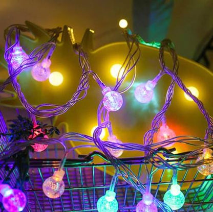 1.5m Multi Coloured 10 Crystal Ball Garland String Lights USB Powered