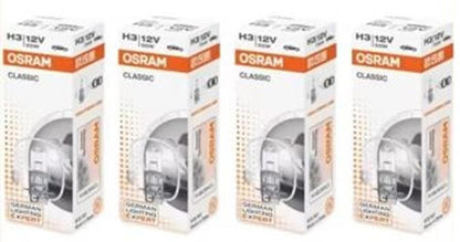 4 x Osram 12v H3 55w Halogen Clear Globes 3200k Classic 64151 (4pcs)