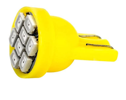 10 x YELLOW T10 8SMD 1206 High Brightness LEDs Flat Face 12v (10pcs)