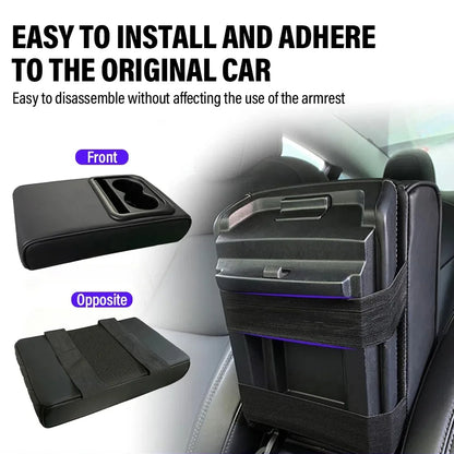 Car Armrest Box Cushion Car Center Console PU Armrest Cushion With 2 Cup Holder