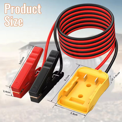 Car Battery Jumper Starter 1.8M Cable with Clamps to Dewalt 20V Battery Adapter