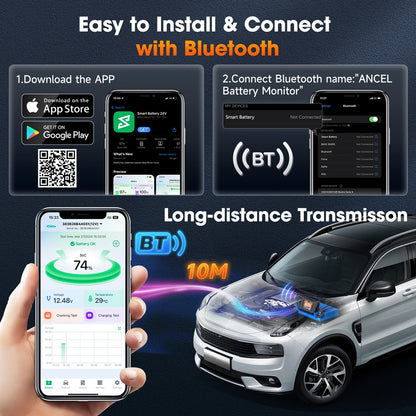 Car Battery Monitor 12V-24V Battery Tester SOC Battery Health Analyzer Tools