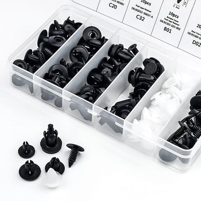 100 x Car Bumper Retainer Clip Trim Panel Push Fastener Rivet Clip with Removal