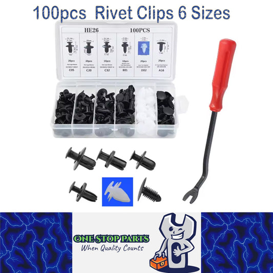 100 x Car Bumper Retainer Door Fender Push Fastener Rivet Clip with Removal