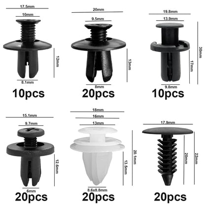 100 x Car Bumper Retainer Clip Trim Panel Push Fastener Rivet Clip with Removal