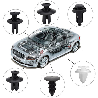 100 x Car Bumper Retainer Clip Trim Panel Push Fastener Rivet Clip with Removal