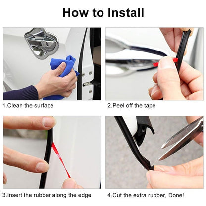 Black Car Door Protector Anti Collision Strip U Shape Car Door Edge Protector