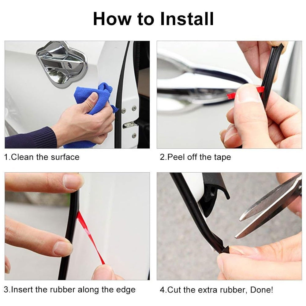 5M White Car Door Protector Anti Collision Strip U Shape Car Door Edge Protector