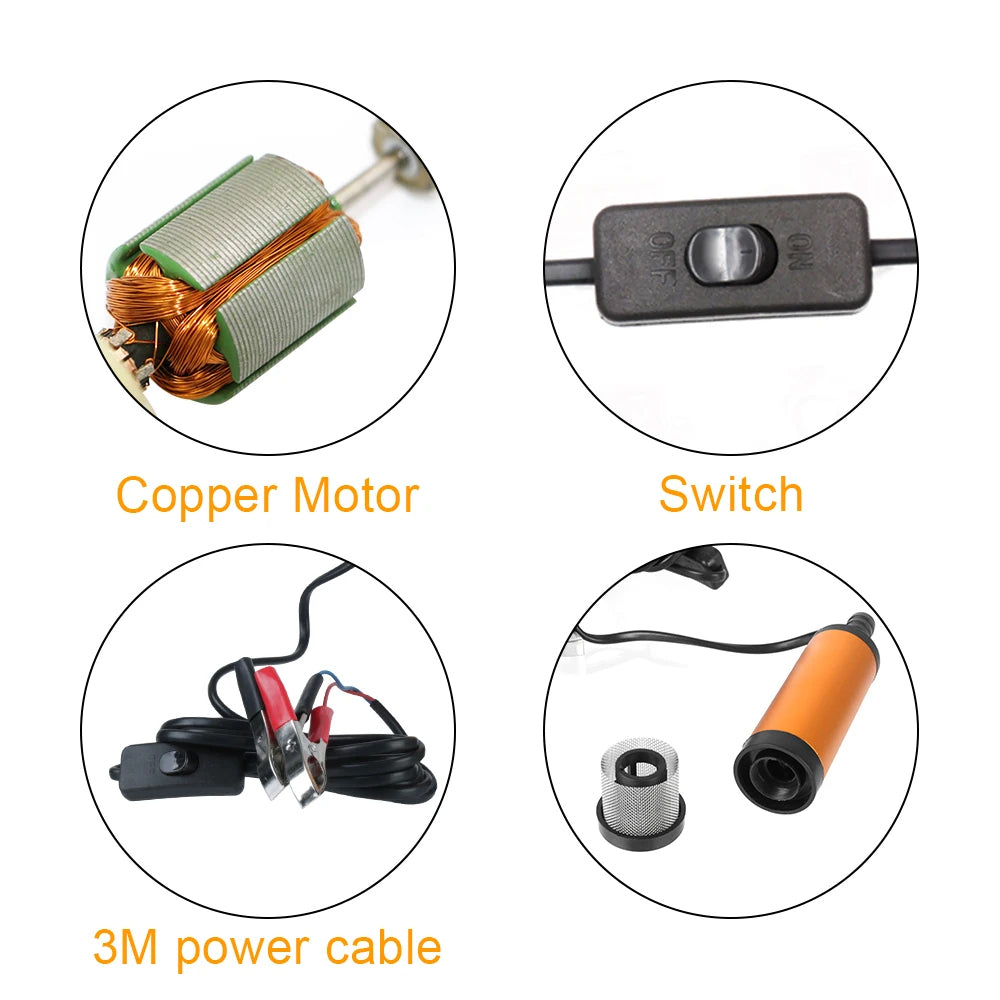 1x 12V Car Electric Diesel Fuel Pump 12L/min Water Oil Diesel Fuel Transfer Pump