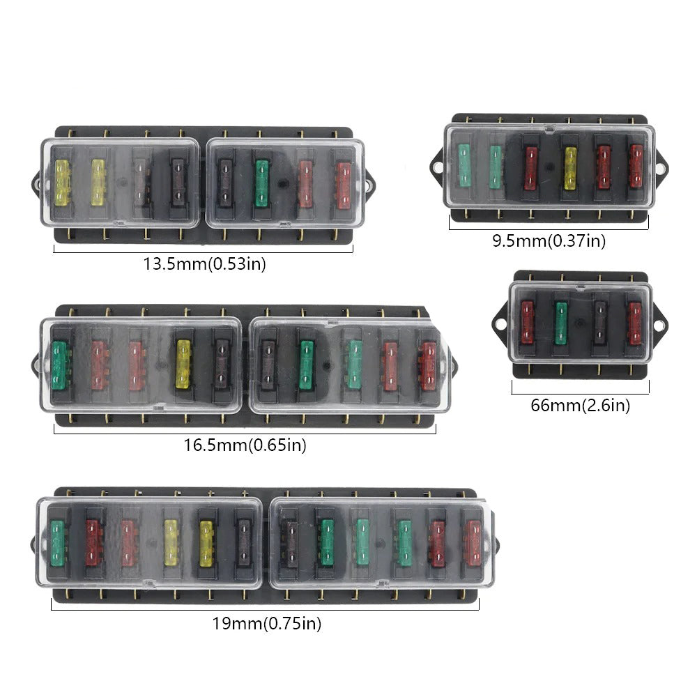 1 x 10 Standard Blade Fuse Holder Individual in and Out Circuits for Caravan 4wd