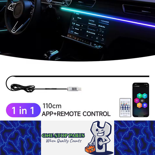 Car LED Ambient Light 64 Colours App Remote Control USB Atmosphere Strip Lamp