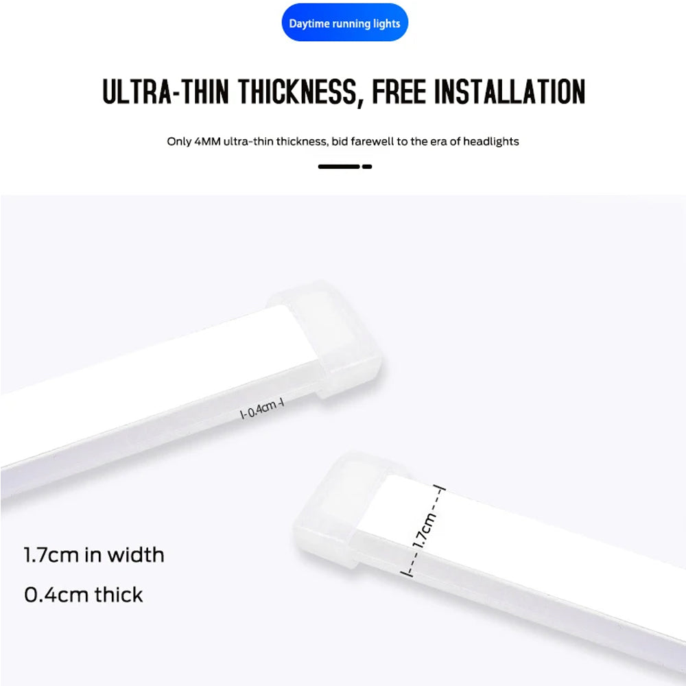 2 x 30cm Car LED DRL Daytime Running Lights Flexible Strip Light White to Yellow