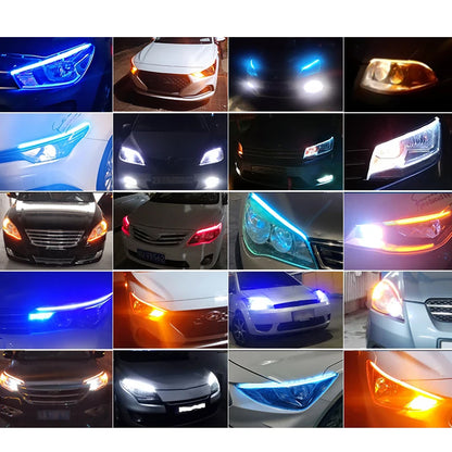 2 x 30cm Car LED DRL Daytime Running Lights Flexible Strip Light White to Yellow