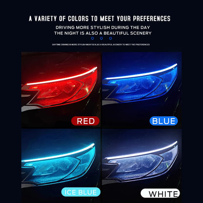 2 x 30cm Car LED DRL Daytime Running Lights Flexible Strip Light White to Yellow