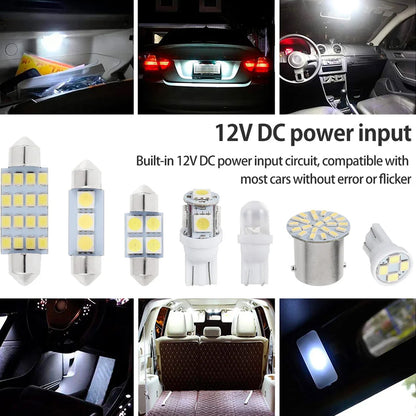 42pcs Car LED Globes Kit White 6000K T10 Festoon 1157 BAY15D LED Bulbs Set