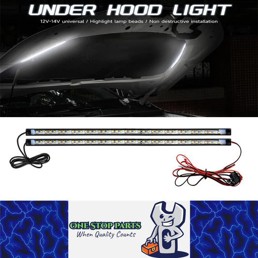 2 in 1 Car LED Under Hood Work Light 12V 2 x 38.5CM Strip for Inspection Repair