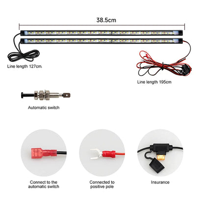 2 in 1 Car LED Under Hood Work Light 12V 2 x 38.5CM Strip for Inspection Repair