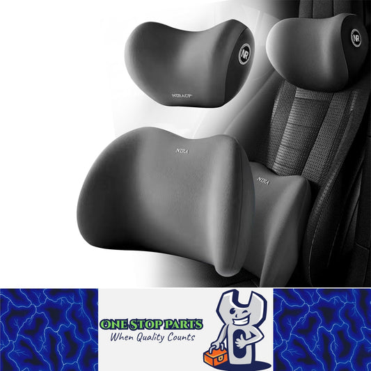1 Set Gray Car Neck Pillow and Lumbar Support Memory Foam Cushion Soft & Durable
