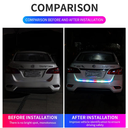 120cm Car Rear Trunk Tail Light Rainbow Dynamic Reverse Stop/Tail LED Strip Lamp