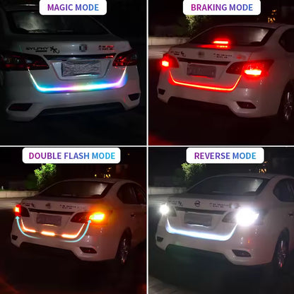 120cm Car Rear Trunk Tail Light Rainbow Dynamic Reverse Stop/Tail LED Strip Lamp