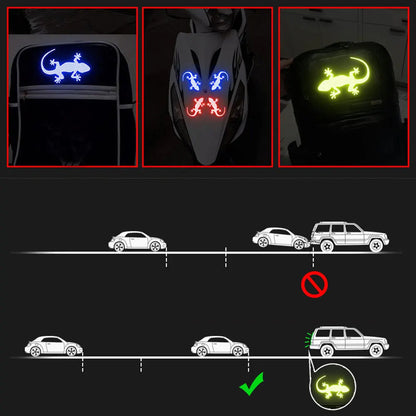 4 x Blue Car Reflective Sticker Safety Warning Mark Gecko Reflective Tape Strip