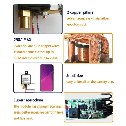 12V Car Remote Battery Disconnect Switch Cutoff Battery Relay with Anti-Leakage