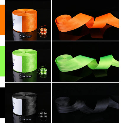 4x 3.6M Tricolor/Black Strengthen Car Seat Belt Webbing Fabric Safety Seatbelt