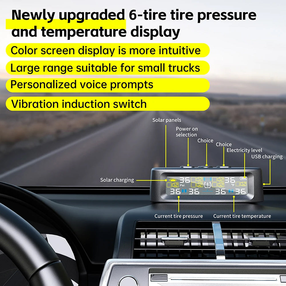 Tyre Pressure Monitoring System TPMS Car Tire Alarm With 6 External Sensors