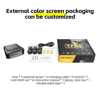 Tyre Pressure Monitoring System TPMS Car Tire Alarm With 6 External Sensors