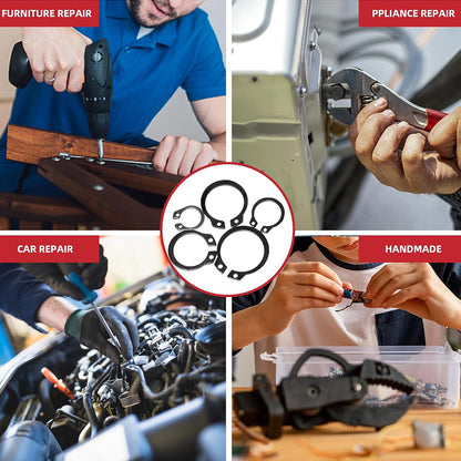 455pcs Carbon Steel External Snap Rings Circlip C-Clip Assortment Kit M3-M25