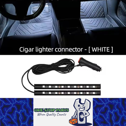 White LED Car Foot Light Interior Atmosphere Lamp with Cigarette Lighter Plug